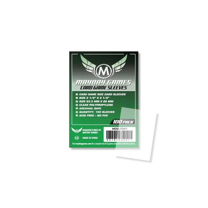 MAYDAY GAMES Standard Size Board Game Card Sleeves Clear 63.5 x 88mm 100ct 