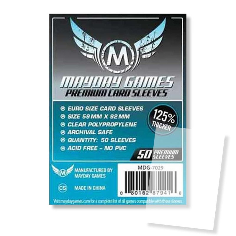 Mayday Games 59 x 92 mm SLEEVES Euro Premium Card Game Pack of 50 