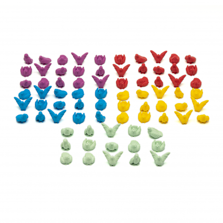 Multicolored Duet Birds for Wingspan Asia - 75 pieces