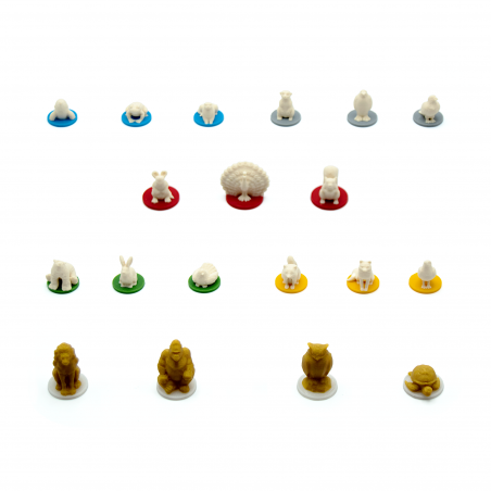 Kit de mejora 3D para Harmonies, tokens de animales en diferentes colores listos para jugar.