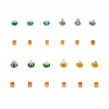 Comparación entre los cubos originales del juego Harmonies y los nuevos tokens 3D de animales del kit de mejora.