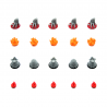 Deluxe 3D printed pieces compatible with Nemesis Retaliation. Dead bodies, fire marker tokens, alien eggs and health trackers