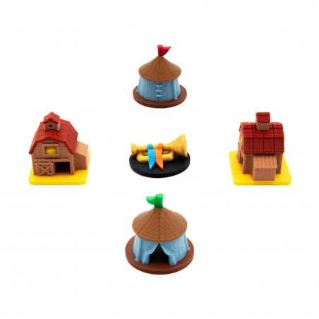 Farm, assembly and acclaim 3D tokens compatible with Root The Homeland Expansion. Upgrade kit