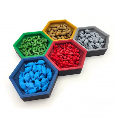 Cuencos Magnéticos Hexagonales - Organizadores Modulares y personalizables para juegos de mesa