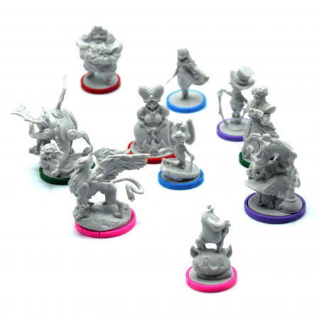Wonderland’s War colored miniature bases set for player and faction identification