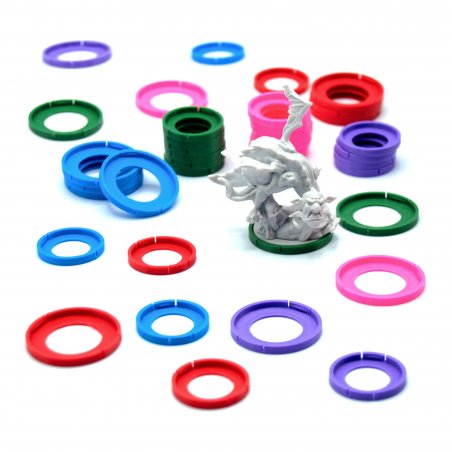 Colored miniature bases for Wonderland’s War board game miniatures upgrade accessory