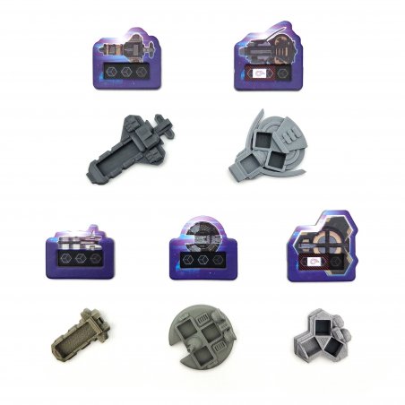 Fleet 3D miniatures compatible with Voidfall board game. Comparison with the original cardboard tiles