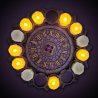 Blood on the Clocktower accessory with LED candles creating an atmospheric Town Square game setup