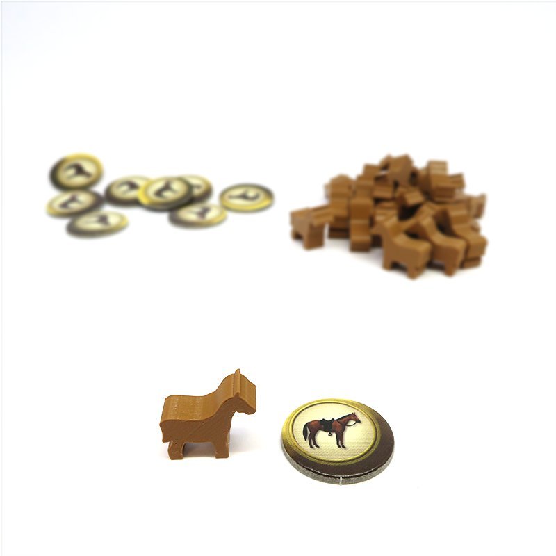 Horse meeple tokens for Carson City - 25 pieces